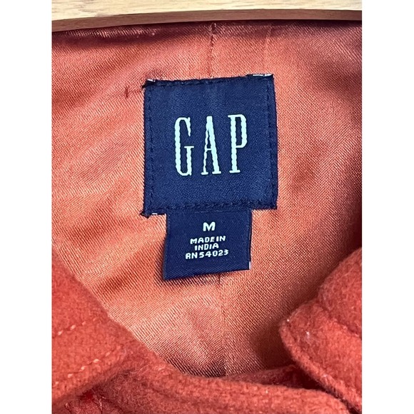 Vtg GAP Full Zip Toggles Collar 100% Wool Coat Color Burnt Orange Womens Size M - Picture 2 of 16